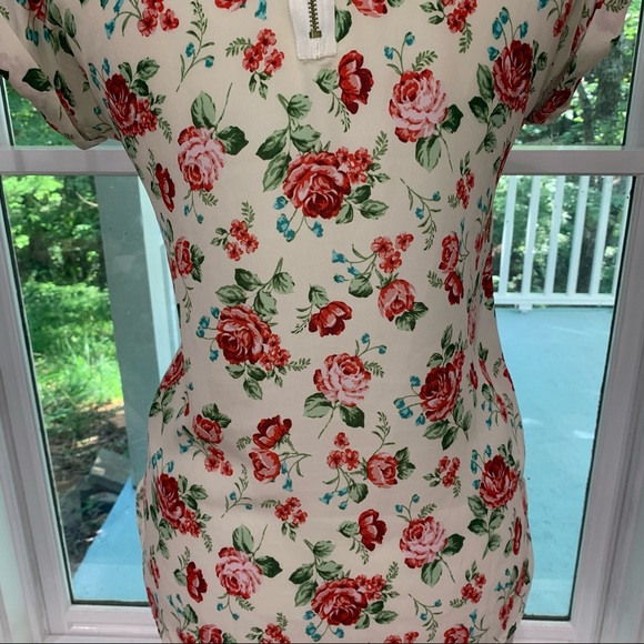 Boho Chic Cottage Core Flowy Rose Zip Up Blouse S - Picture 10 of 16